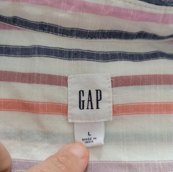 GAP Women Stripe Popover Tunic Womens Sz L Blouse Top - Picture 2 of 6